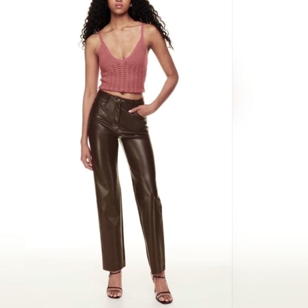 Wilfred Chocolate Brown Faux‎ Leather Pants Size 8